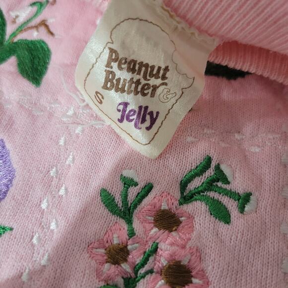 Vintage PBJ Embroidered Sweatshirt Pink Flowers Floral Garden 80s Pastel Small - Picture 7 of 16
